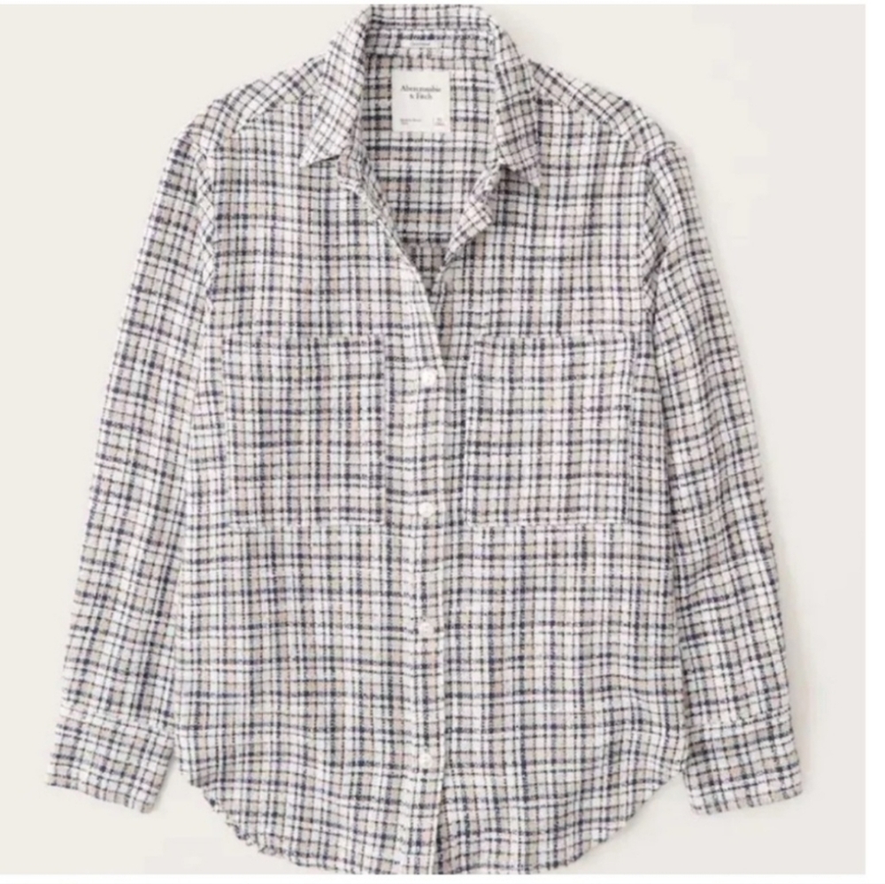 Abercombie & Fitch Oversized Tweed Button Up Shirt
